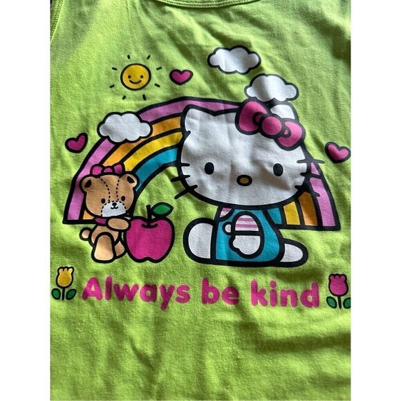 Hello Kitty lime green tank top ‘Be Kind’ sz Large 10-12 NEW - Picture 4 of 5